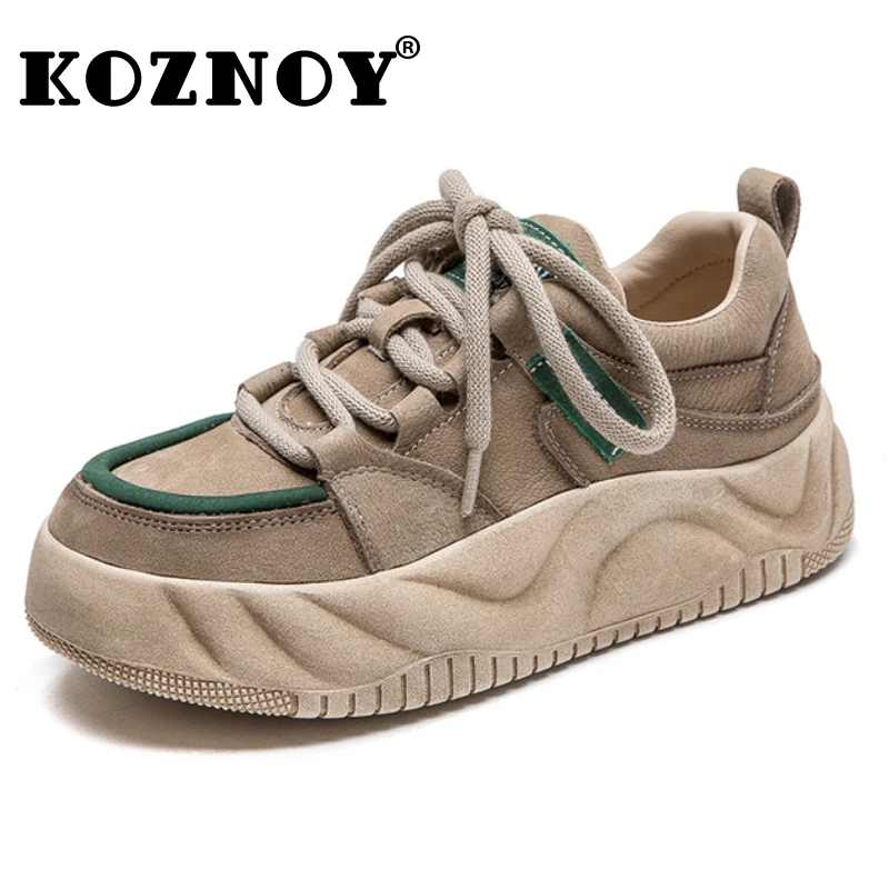 

Koznoy 4.5cm 2024 Cow Suede Genuine Leather Autumn Summer Loafer High Brand Spring Vulcanize Platform Autumn Flats Women Shoes
