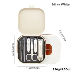 Deluxe Nail Care Kit: Precision Clippers, Nano Glass Buffer & Organizer Case (White)
