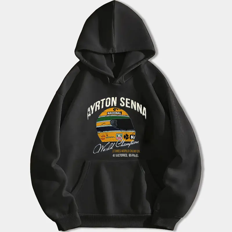 Ayrton Senna Hoodie Vintage World Championship Lässiges Sweatshirt Unisex Langarm Humor Street Fashion Style Kapuzenpullover