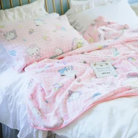 Sanrio Cute Hello Kitty Blanket Warm Flannel Blanket Pillowcase Japanese Style Pattern Printing Blanket Bedspread Bedroom Girl 6