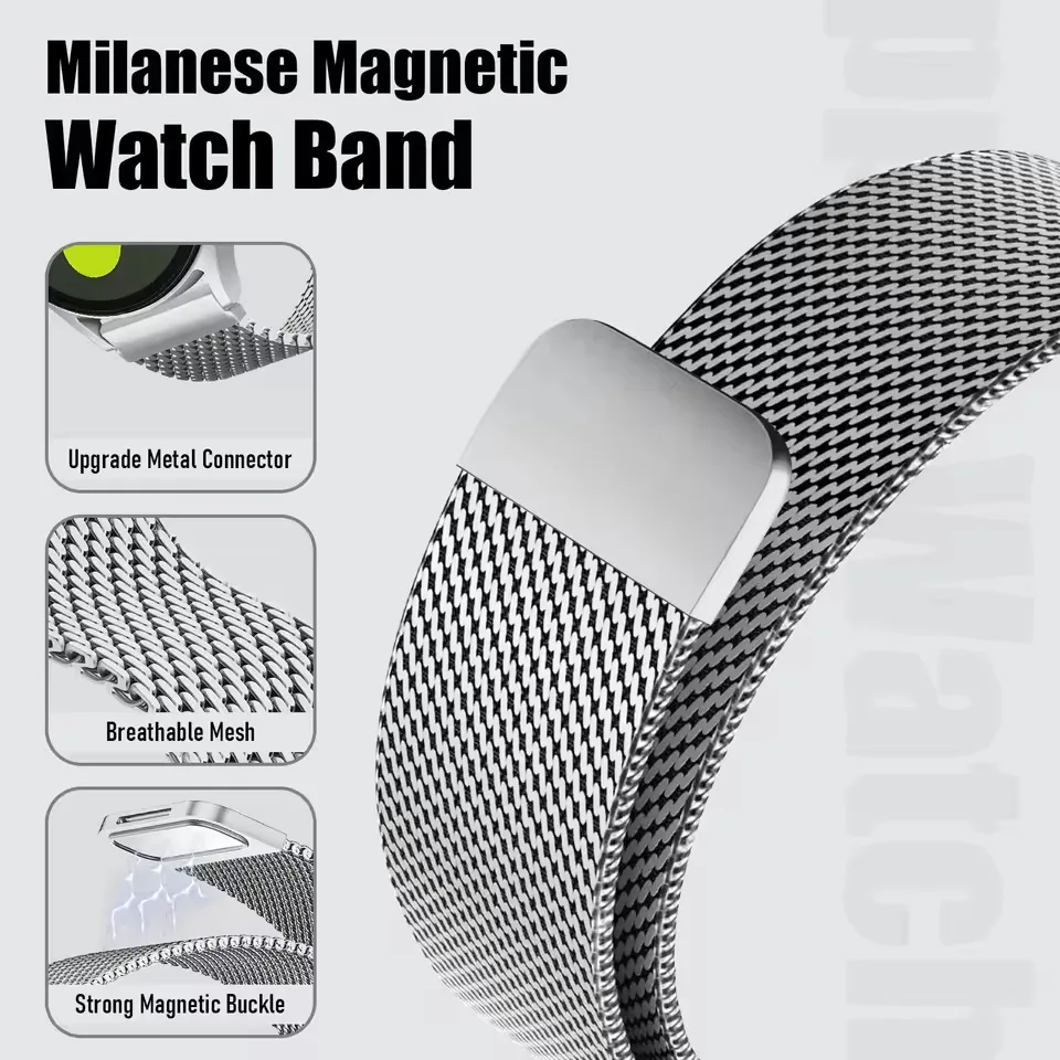 Stainless Steel Mesh Strap Bracelet - Adjustable Replacement Band