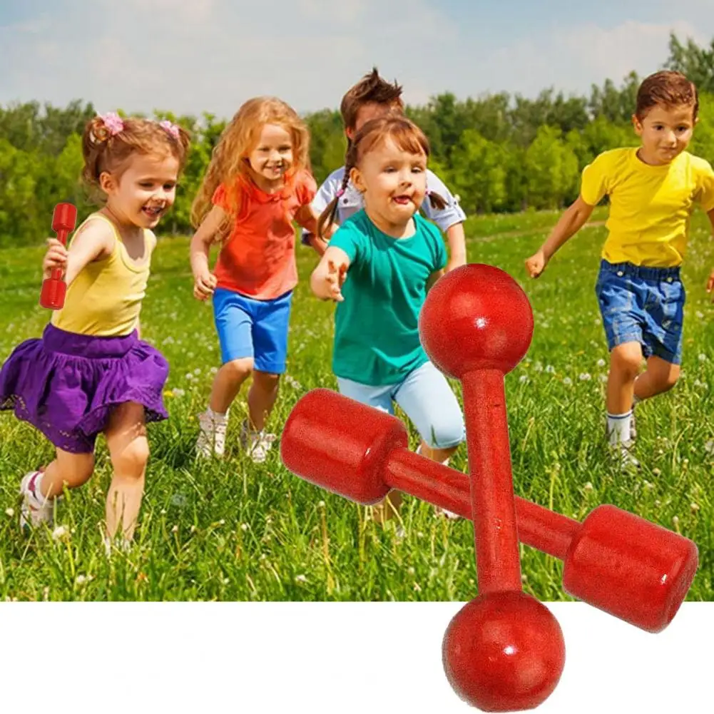 Good Toughness Kids Dumbbell Multifunctional Muscle Training Useful Kindergarten Physical Exercise Wooden Dumbbell