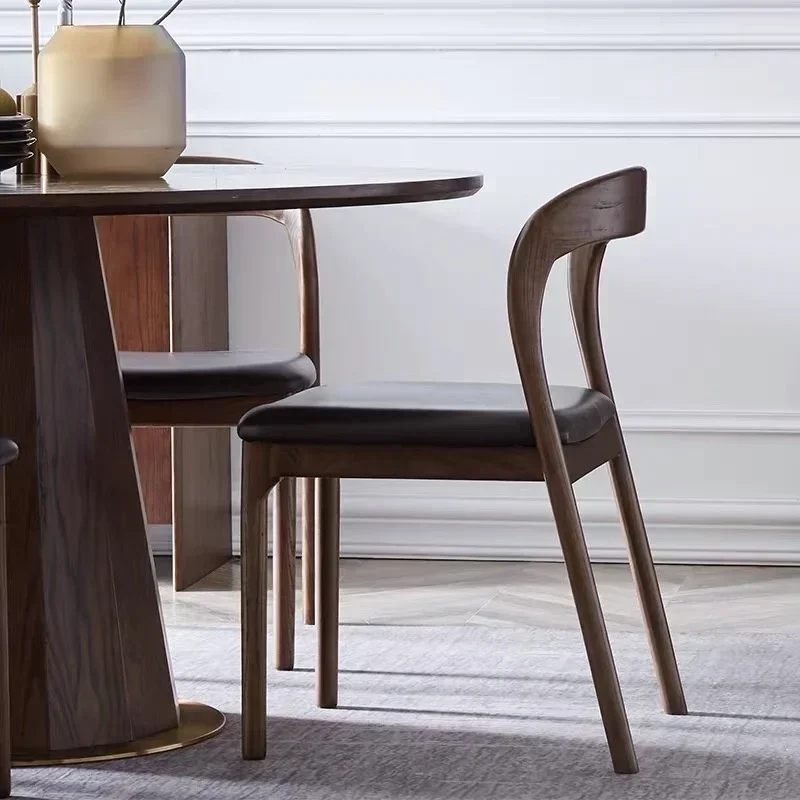 Nordic Solid Wood Dining Chairs Home Office Chair Simple Back Seat Vintage Luxury Kitchen Chairs Elegant Dining Seat