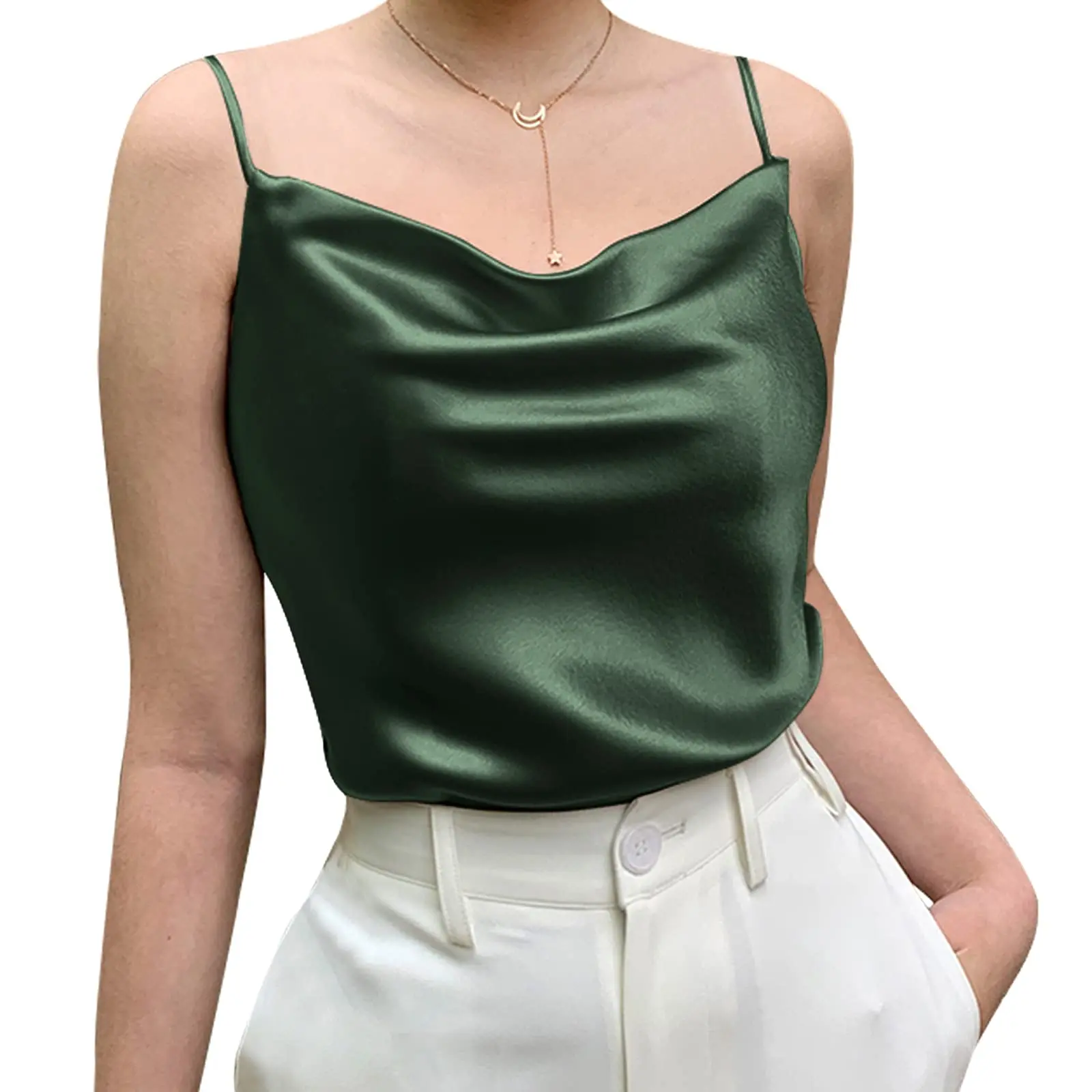 Feminino-Regata-B-sica-de-Seda-Camisola-com-Decote-V-Feminina-Blusa ...
