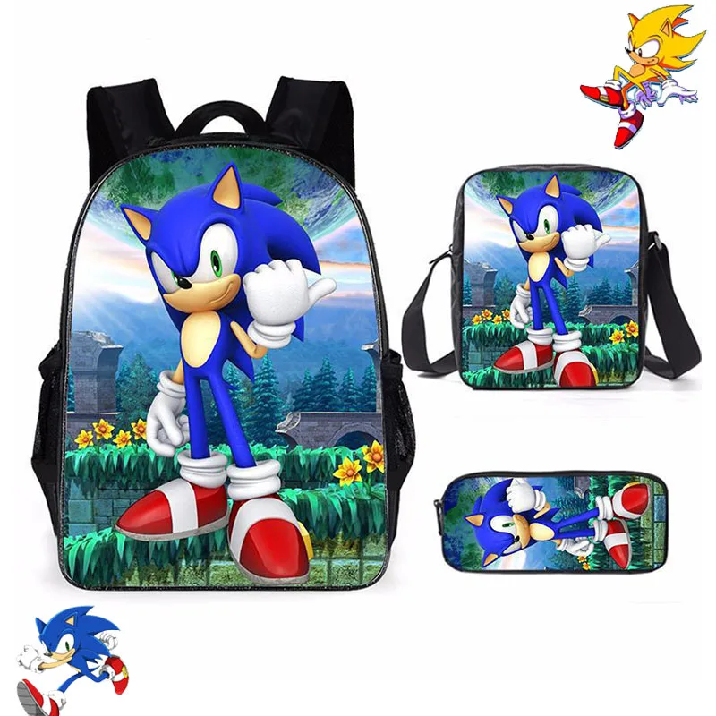 Mochila Infantil Bolsa Meninos Desenho Super Sonic O Ouriço Azul