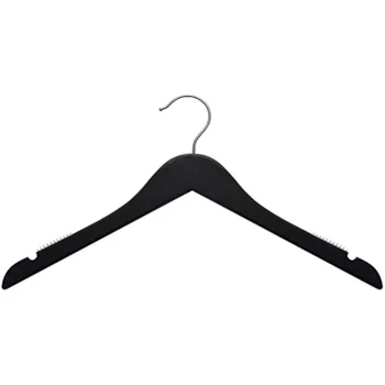 Brushed Chrome Hook Hanger 20217 17” Flat Wooden Top Hanger With Notches Home Accessories Laundry Storage Organization Garden 1