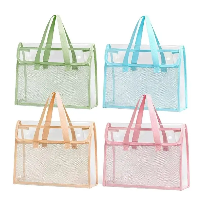 Cartella Portatile Trasparente Impermeabile di Grande Capacità, Borsa Espandibile per Archiviazione Documenti, Borsa Portadocumenti Autoadesiva in PVC - immagine 5