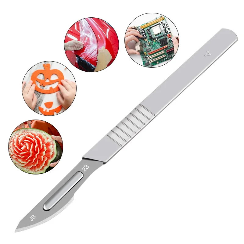 Surgical Blades 10pcs 11# 23# Carbon Steel Surgical Scalpel Blades + 1pc Handle Scalpel DIY Cutting Tool PCB Repair Animal Surgical Knife