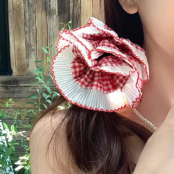 Süße Haargummis für Damen, französisches süßes Spitzen-Haarband, doppellagiges Spitzen-Haargummi, vielseitiges Haar-Accessoire für Mädchen, süßer Stil – Detail 5