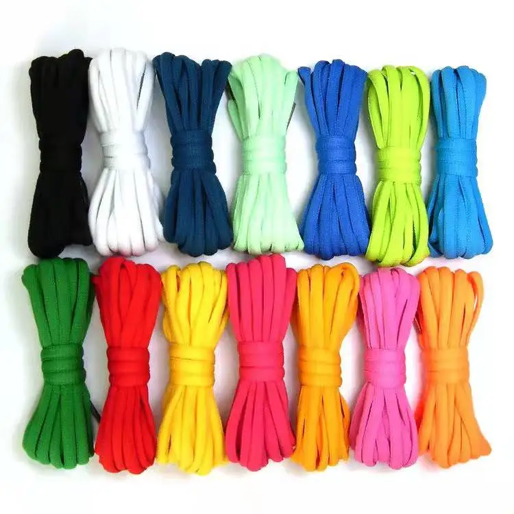 Polyester laces half circle width 0.7cm suitable for casual shoes, sneakers, canvas laces, black and white color