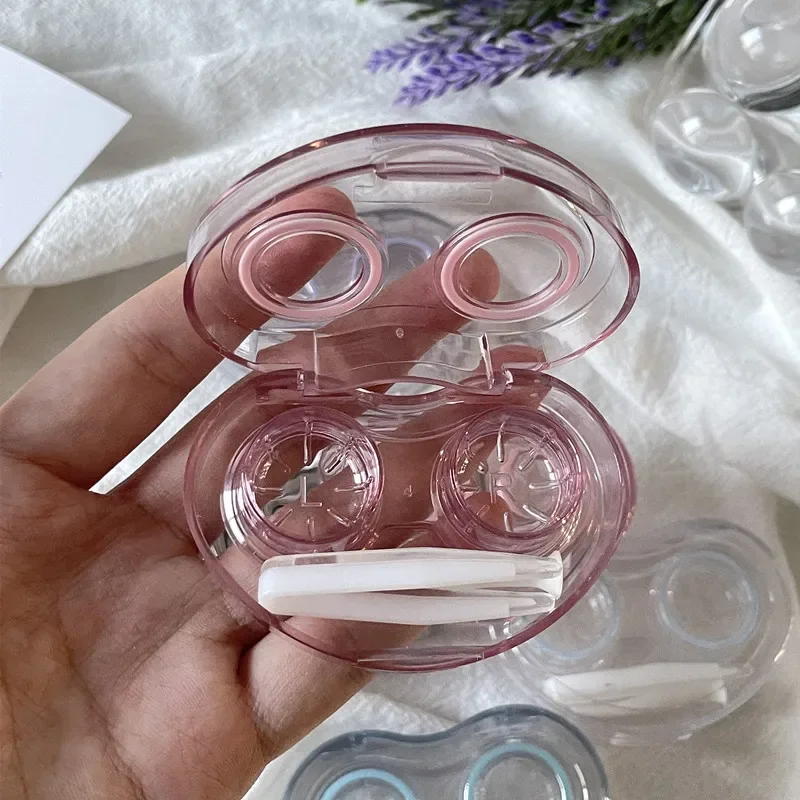 휴대용 콘택트 렌즈 박스, 핑크 컬러 렌즈 케어 박스, 플라스틱 콘택트 렌즈 컴패니언 박스, 1 개