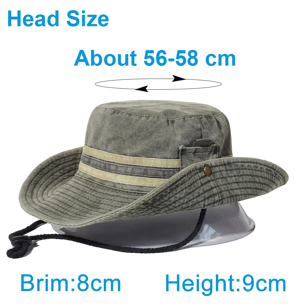 Fishing Hiking Sun Hat Men Women Boonie Hat Wide Brim Bucket Hat Outdoor Safari Summer Cap Cotton Bucket Hat 2