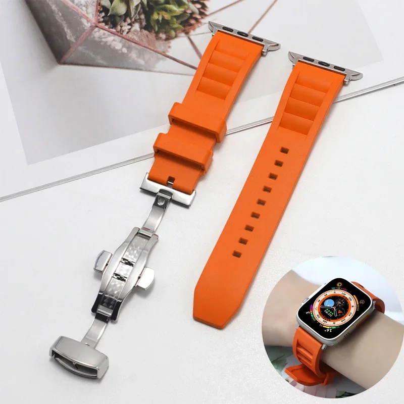 

Rubber Strap for Apple Watch Band Ultra 2 49mm 9 8 7 45mm 41mm 42mm 44mm Replacement Strap for IWatch Series 6 SE 5 4 38mm 40mm