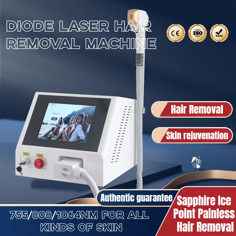 808nm Portable Diode Laser Hair Removal Machine 2000W 3Wavelengths 755NM 808NM 1064NM Permanent Painless Wholesale Price