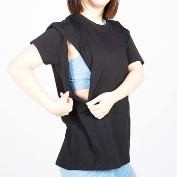 Summer Large Size Maternity Nursing Top Short Sleeve Casual Lactation Tee Comfortable Breastfeeding T-Shirt for Pregnant Women