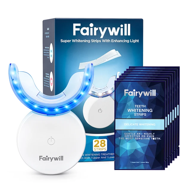 Fairywill U Shape Gel Teeth Whitening Strips Set Silicone Sonic Tooth Cleansing Brush Intelligent Oral Care Device Dental White