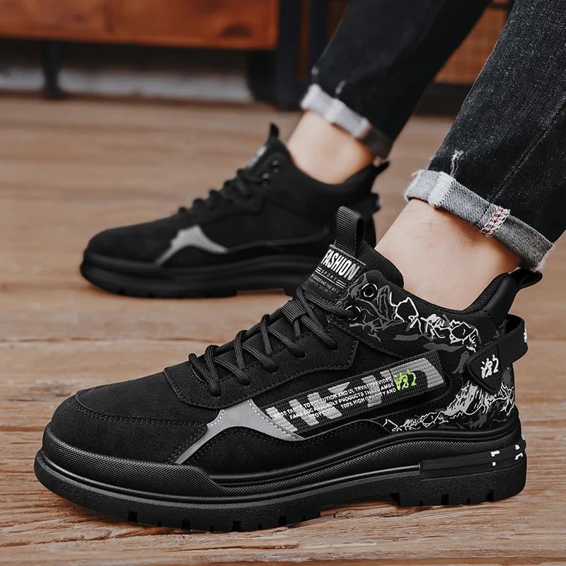 Autumn and Winter Fashion Tooling Shoes Trendy Texture Versatile Casual Shoes Comfortable Non-slip Durable Outdoor Men's Boots