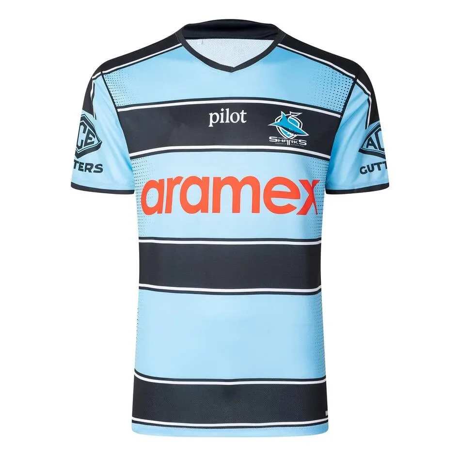 CRONULLA SHARKS MEN'S WARM UP TEE RUGBY JERSEY Size:S-5XL