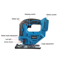 65mm 2800RPM 18V Cordless Jigsaw Electric Jig Saw Blade Adjustable Woodworking LED Power Tool for Makita 18V Battery(no battery) 2