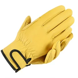 Sheepskin Leather Work Gloves - Durable Safety & Protection (Yellow)