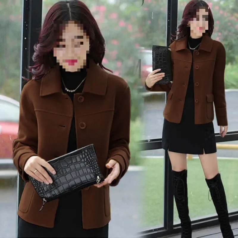 Fashionable Short Woolen Jacket Women's Casual Stylish Polyester Fiber Full Sleeve Short Coat for Autumn plus Size Slimming - Image 4