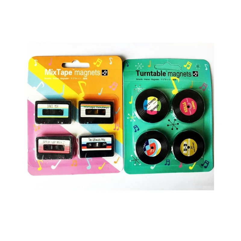 Nostalgic Cassette Record Fridge Magnet Cute Souvenir Gifts Home Decor Magnetic Sticker Toy 4Pcs/Set