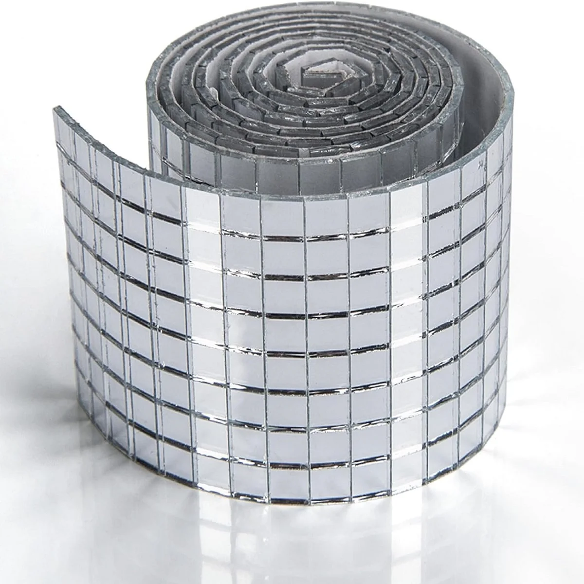1Roll 1960 PCS Self Adhesive Mirror Mosaics Sheets, 5 x 5 mm Silver Mirrors Mosaic Square Glass for Craft,Home Decorations