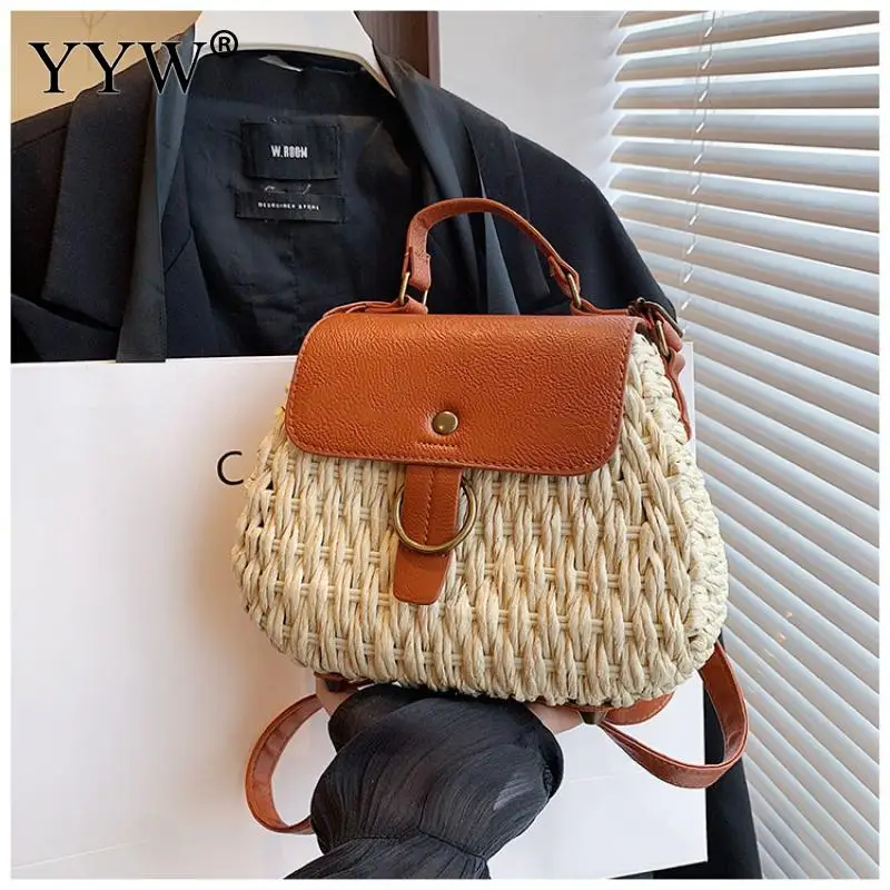 Women Casual Crossbody Summer Handmade Straw Bag Luxury Design Handbag Lady Tote Vacation Beach Bag Rattan Leisure Shoulder Bag
