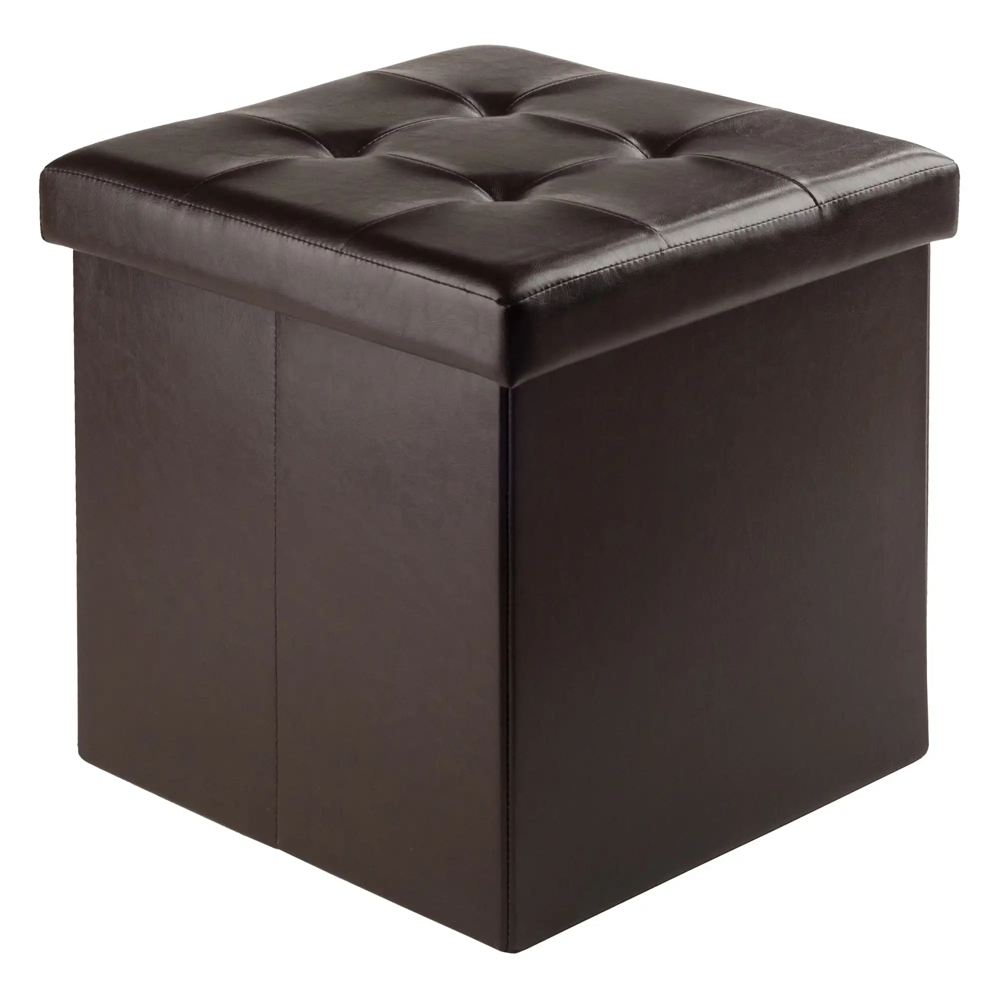 

Winsome Wood Ashford Square Storage Ottoman, Espresso Faux Leather