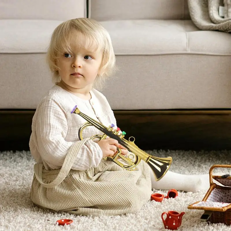 1PC Mini Trumpet Toys Children Early Educational simulated musical instrument Toy for Kids Gifts portable three-tone trumpet