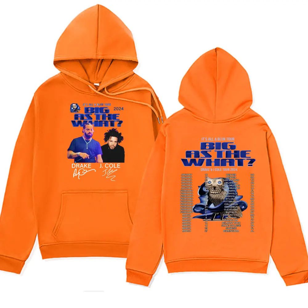 Rapper Drake J Cole Big As The What Tour Graphic Hoodies Men's Hip Hop Drake J Cole Vintage Hooded Sweatshirts Fashion Hoodie