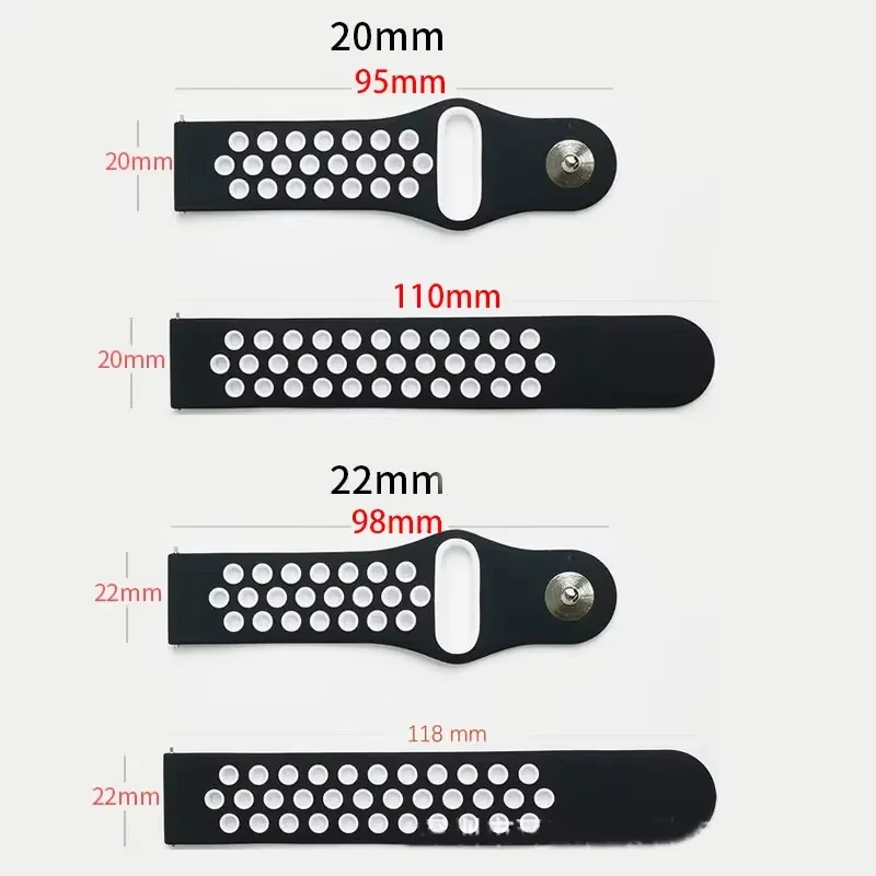 Sport Silicone Watch Band - 20mm/22mm Adjustable Strap