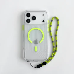 Official Corrugated Stripe Magnetic Translucent Shockproof Phone Case with Magsafe Compatibility - iPhone 17 Pro (Green)
