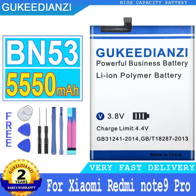 

BN53 BM4W 5550mAh High Capacity Mobile Phone Battery For Xiaomi Redmi Note 9 Note9 Pro 9Pro / Note 9 Pro 5G Smartphon Batteries