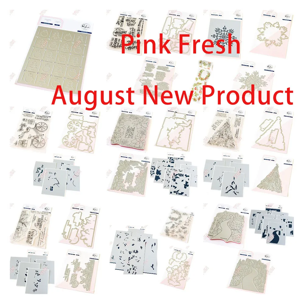 August Holiday Release Flowers Grid Christmas Greetings Snowflake Frame Hot Foil Dies Stamps Stencil DIY Scrapbooking Cards