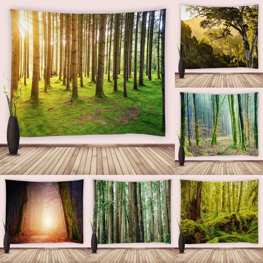 

Forest Plant Tapestry Psychedelic Trees Natural Scenery Home Art Hippie Living Room Bedroom Decor Tapestries Wall Hanging Fabric