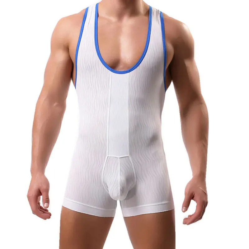Men Jumpsuits Leotard Wrestling Singlet Penis Pouch Bodysuits Shorts Costume Overalls Sports Gym Underwear Sleepwear Undershirts