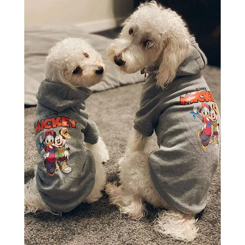Pet Clothes New Disney Winter Dog Mickey Minnie Hoodies Warm Cotton Puppy Small Medium French Bulldog