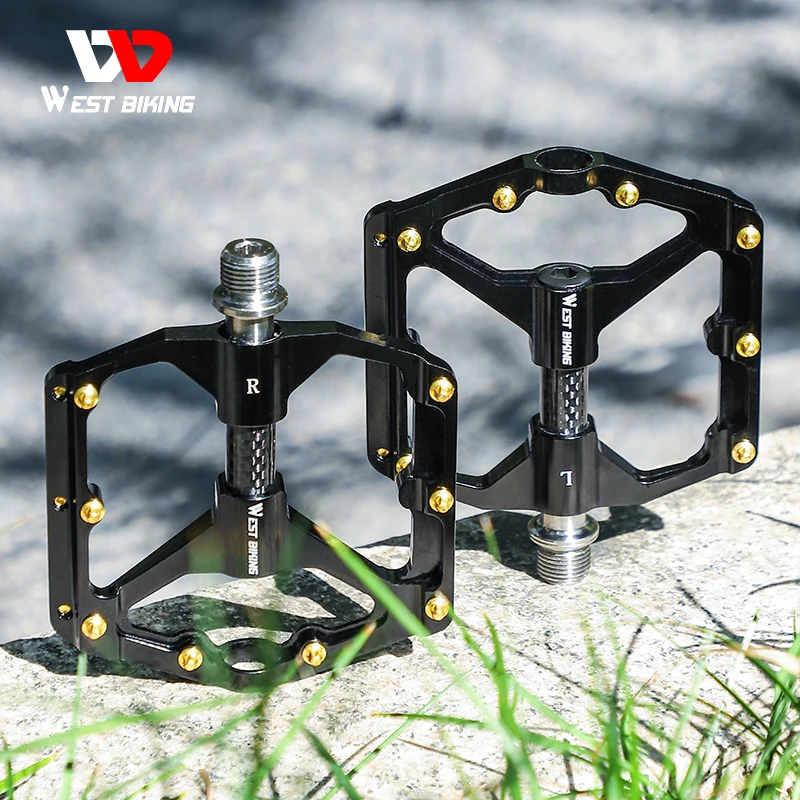 WEST BIKING Pedali Mini In Fibra Di Carbonio – Asse 9/16” Con 3 Cuscinetti – Leggeri 232g