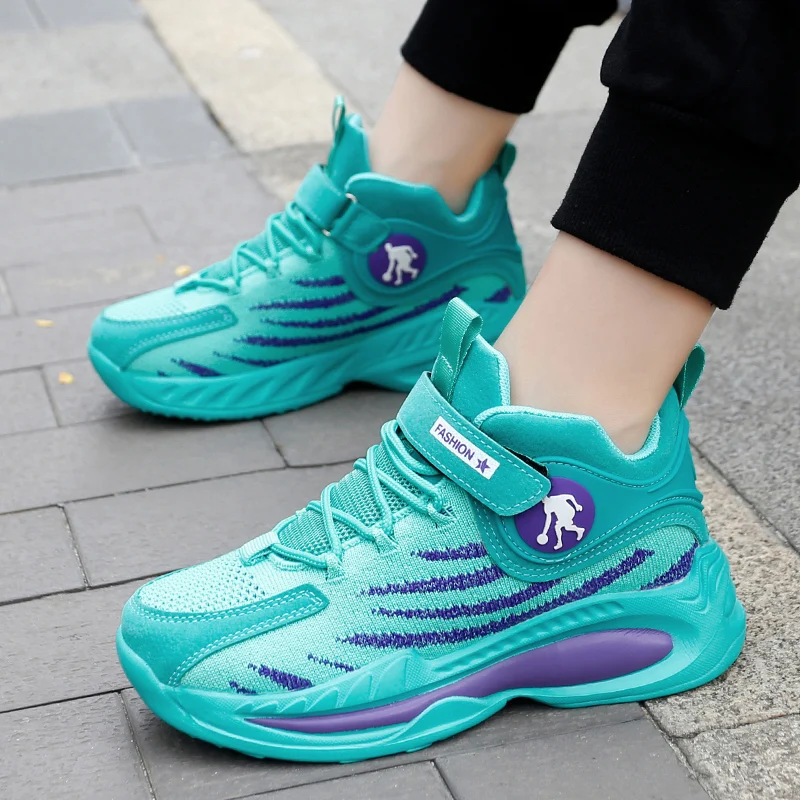

Boys Basketball Shoes Summer Mesh Breathable Kids Basketball Sneakers Non-slip wear-resisting Velcro Tape Sprots Shoes 31-40