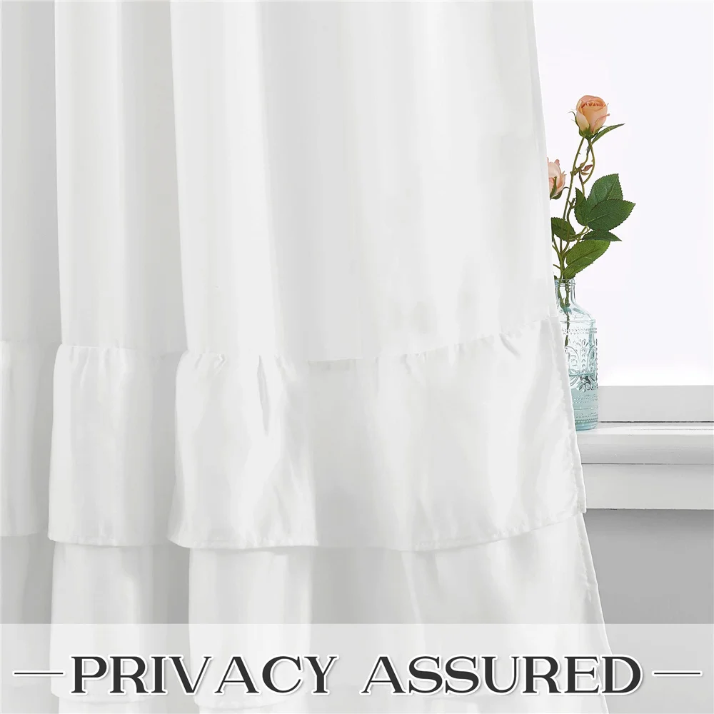 NICETOWN 1pc Ruffle Curtains Window Panel for Living Dining Room Bedroom Blackout Luxury Solid Color Curtains