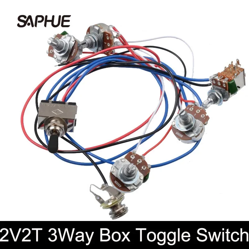 Electric Guitar Wiring Harness Kit 2V2T Big 500K Pot and 1