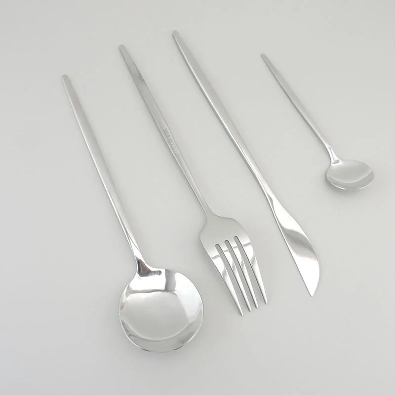 Mirror Golden silver Stainless Steel tableware Cutlery Dinner Dinnerware Children's Fork Knife Soup Dessert Ice Spoon fork K5