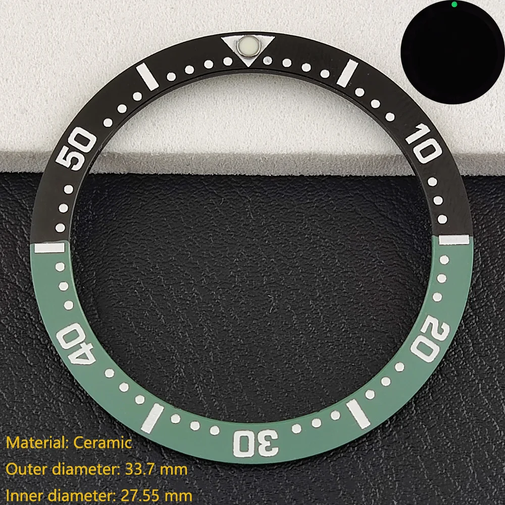 Premium Flat Ceramic Bezel Insert - 33.7mm x 27.5mm - Watch Replacement Accessory