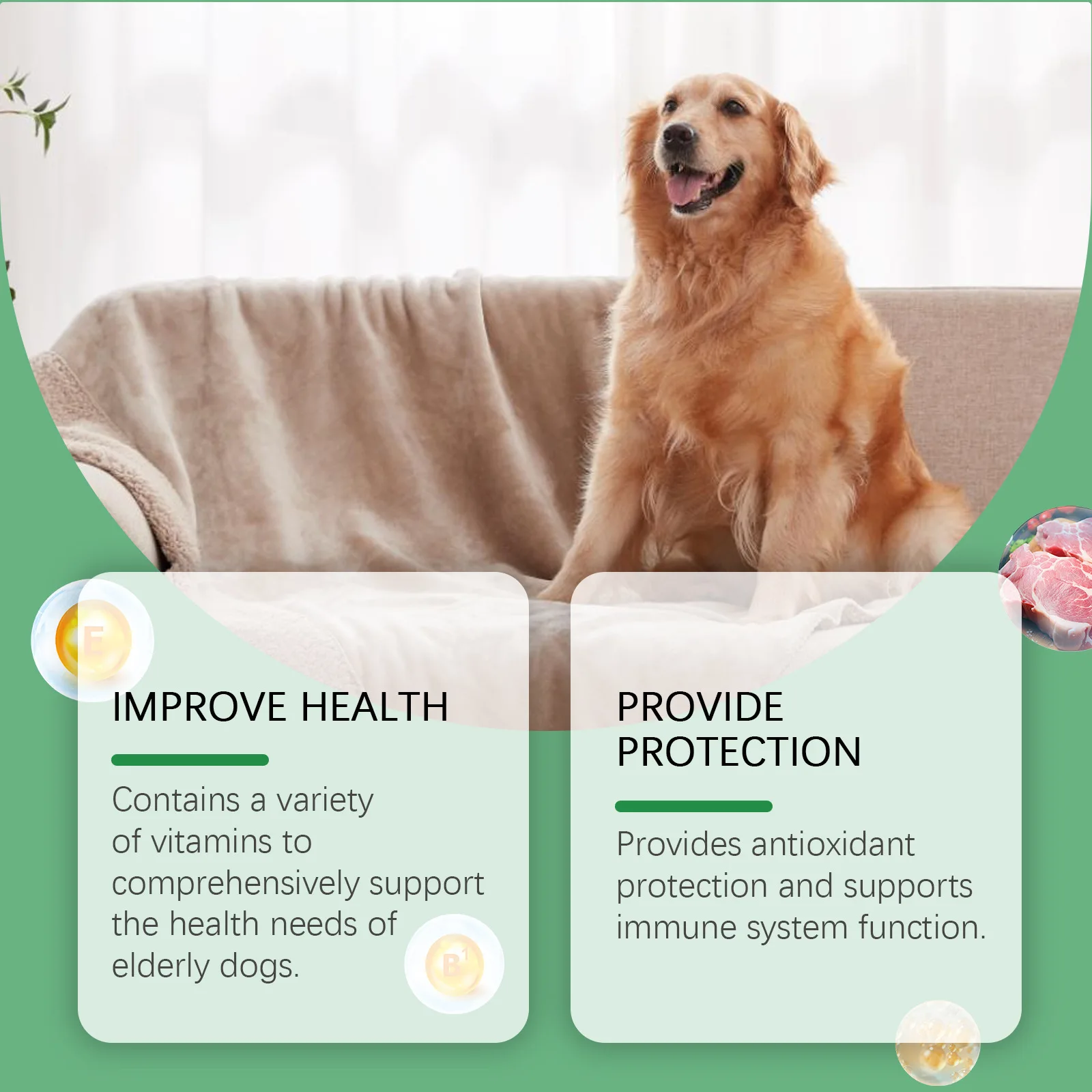 80 Tablets Senior Dog Multivitamins Essential Nutritional Supplement for PET Canine Health and Vitality