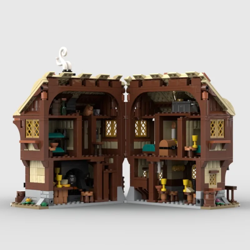중세 성 스트리트 뷰 모델 MOC 마을 선술집 모듈러 빌딩 벽돌 선물, 휴일 조립 어린이 장난감 세트, 1294 개