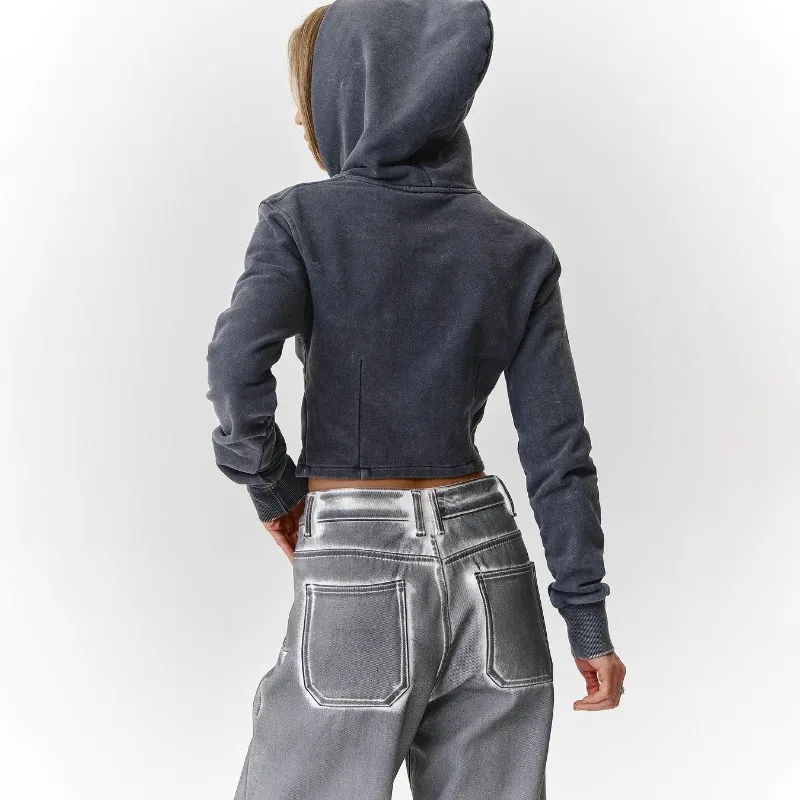 Spring and Autumn Design High End Women's Wear Long Sleeved Fashion Casual Coat Made of Old Hooded Sweater Y2k Clothes TYFS08