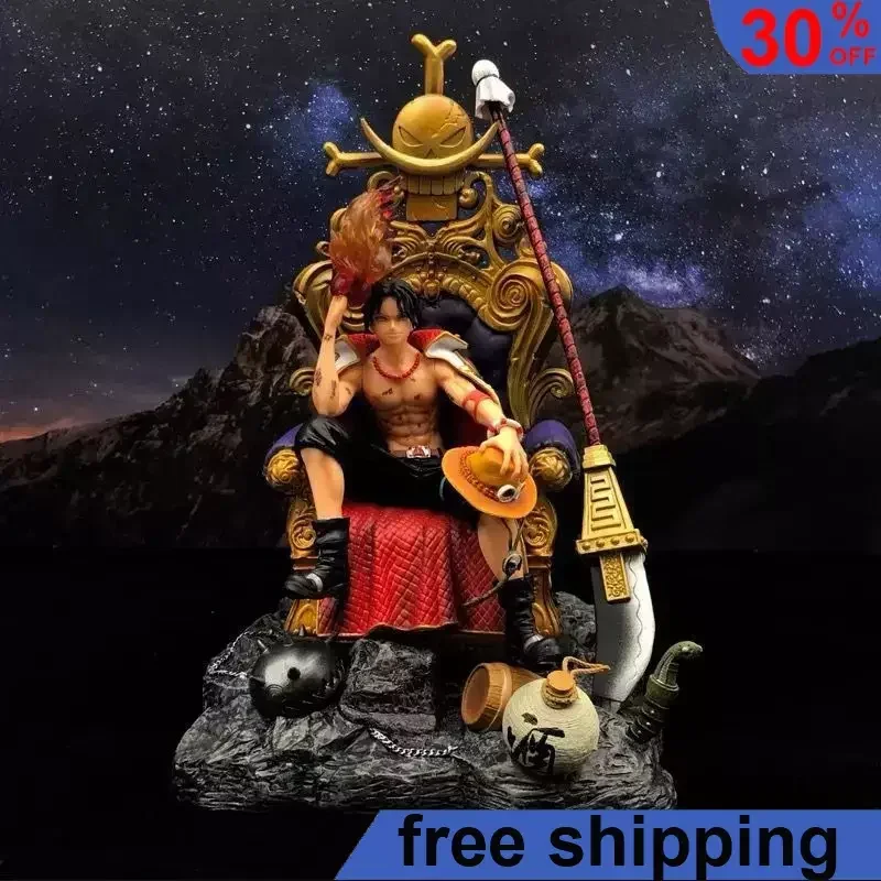 

30cm One Piece Figure Portgas D Ace GK Throne Sitting Position PVC Model Collection Anime Periphery Display for Kid Gift Toys