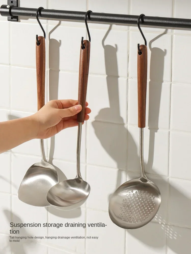KAWASIMAYA 304 Stainless Steel Spatula Food Grade Soup Ladle Funnel Spoon Frying Spoon Frying Spatula Kitchenware Set