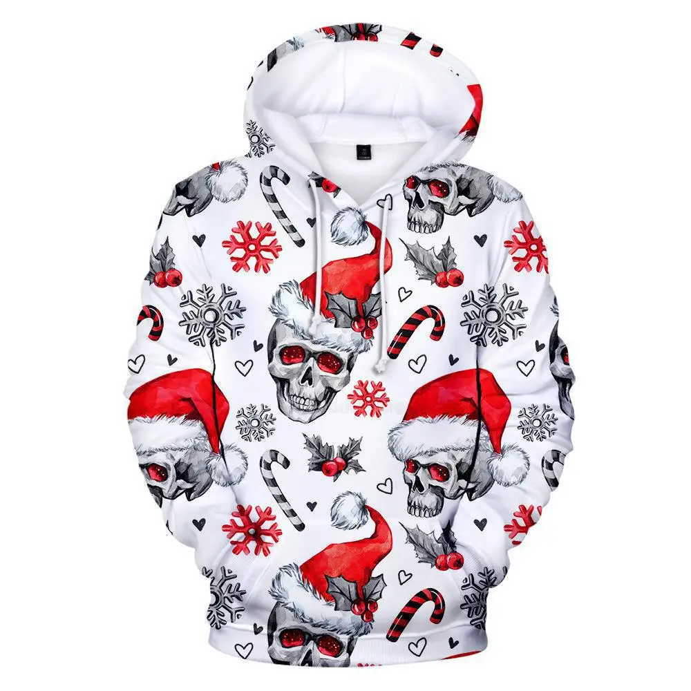 Autumn and Winter Sweater Christmas Sweater Christmas Hat Saint Christmas Deer Digital Printing Hoodie Sweater Men and Women